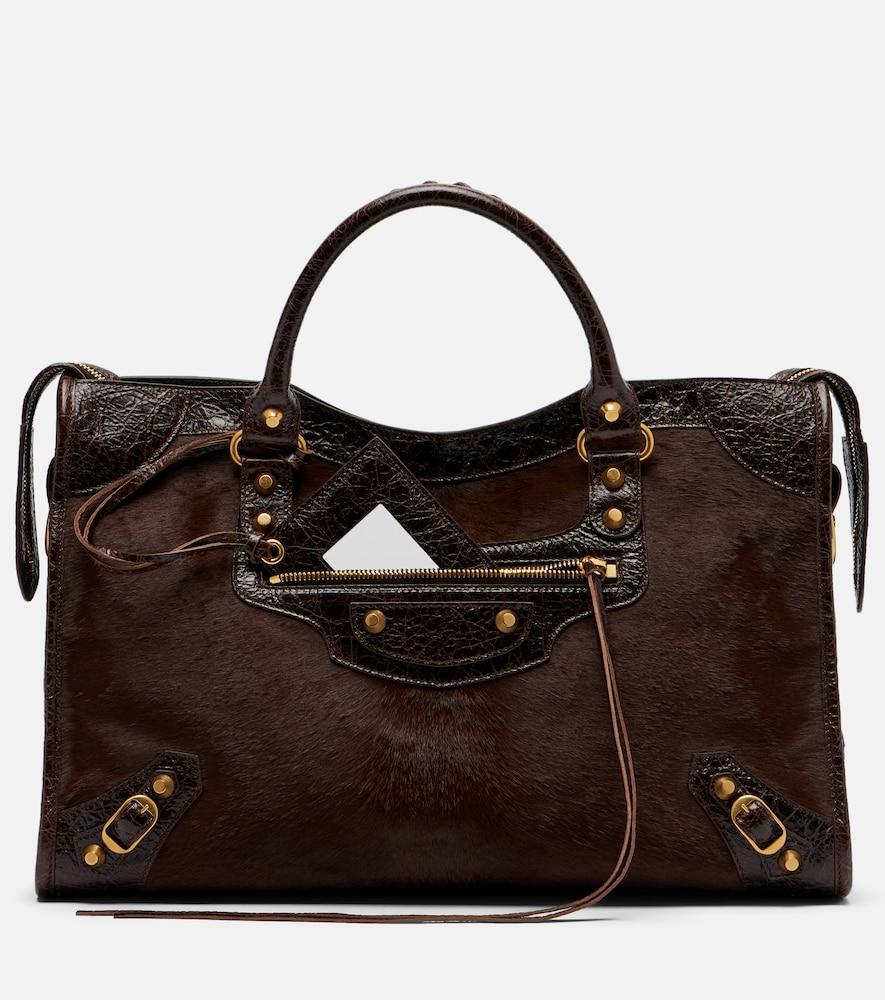 balenciaga le city medium calf hair top-handle bag