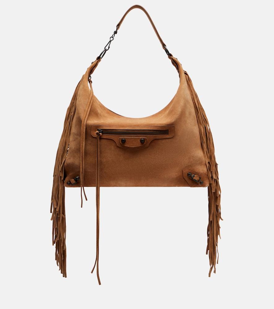 balenciaga le city medium suede shoulder bag