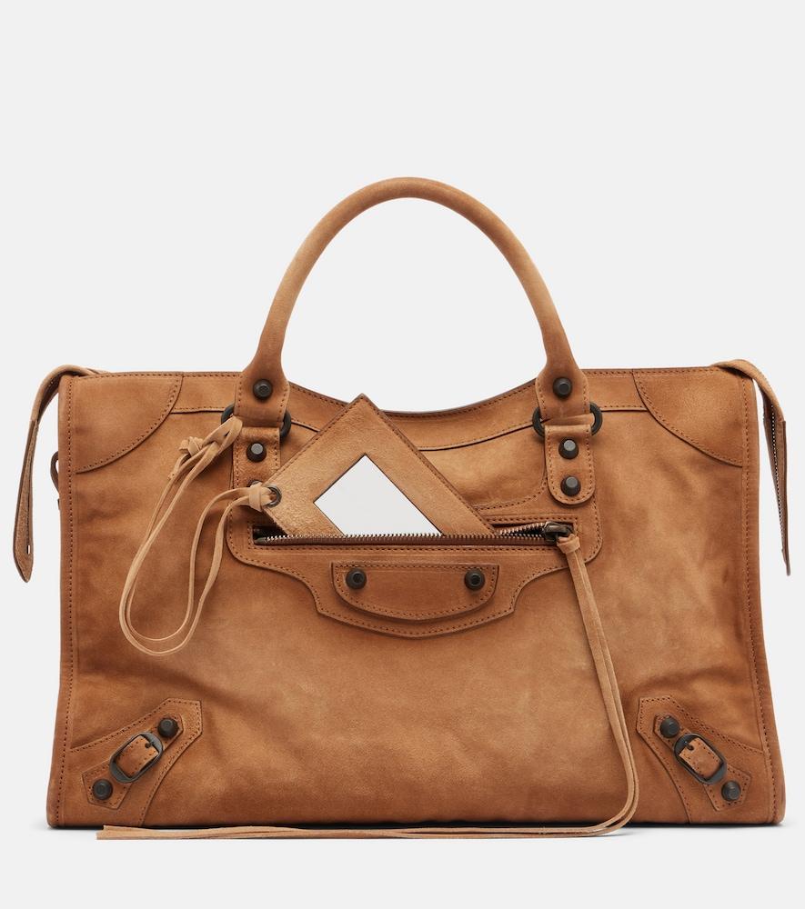 balenciaga le city medium suede top-handle bag