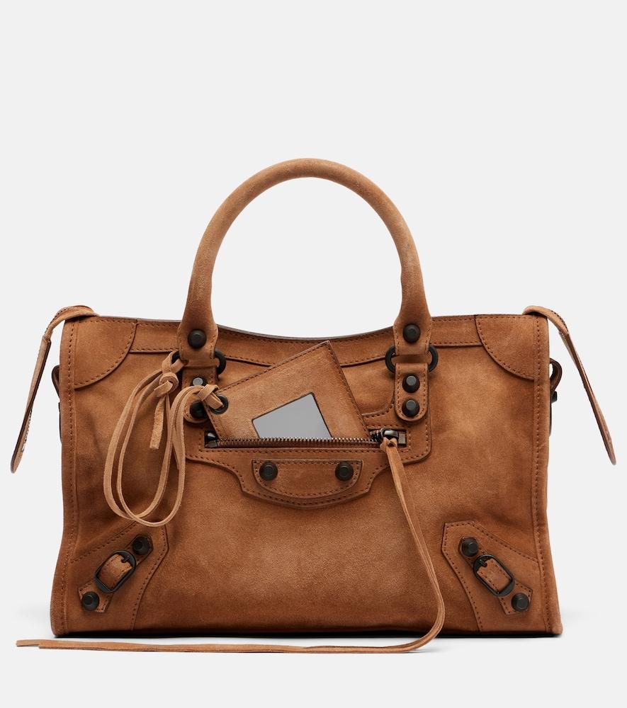 balenciaga le city small suede top-handle bag