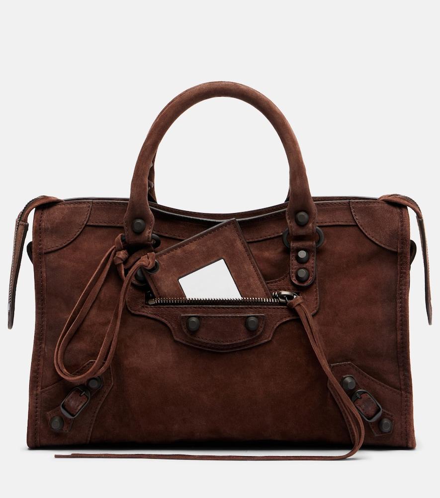 balenciaga le city small suede top-handle bag