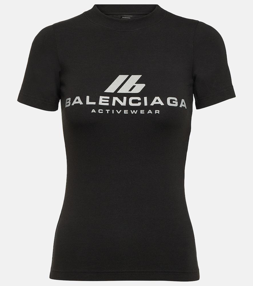 balenciaga logo cotton-blend jersey t-shirt