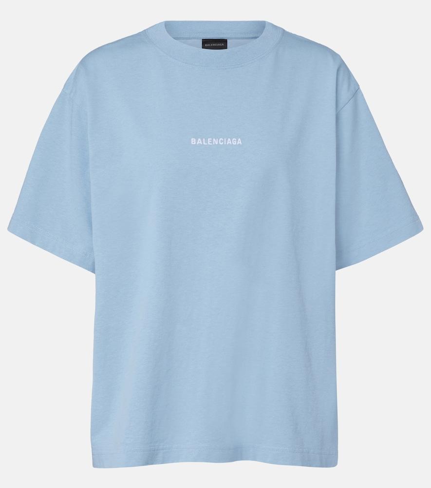 balenciaga logo embroidered cotton jersey t-shirt
