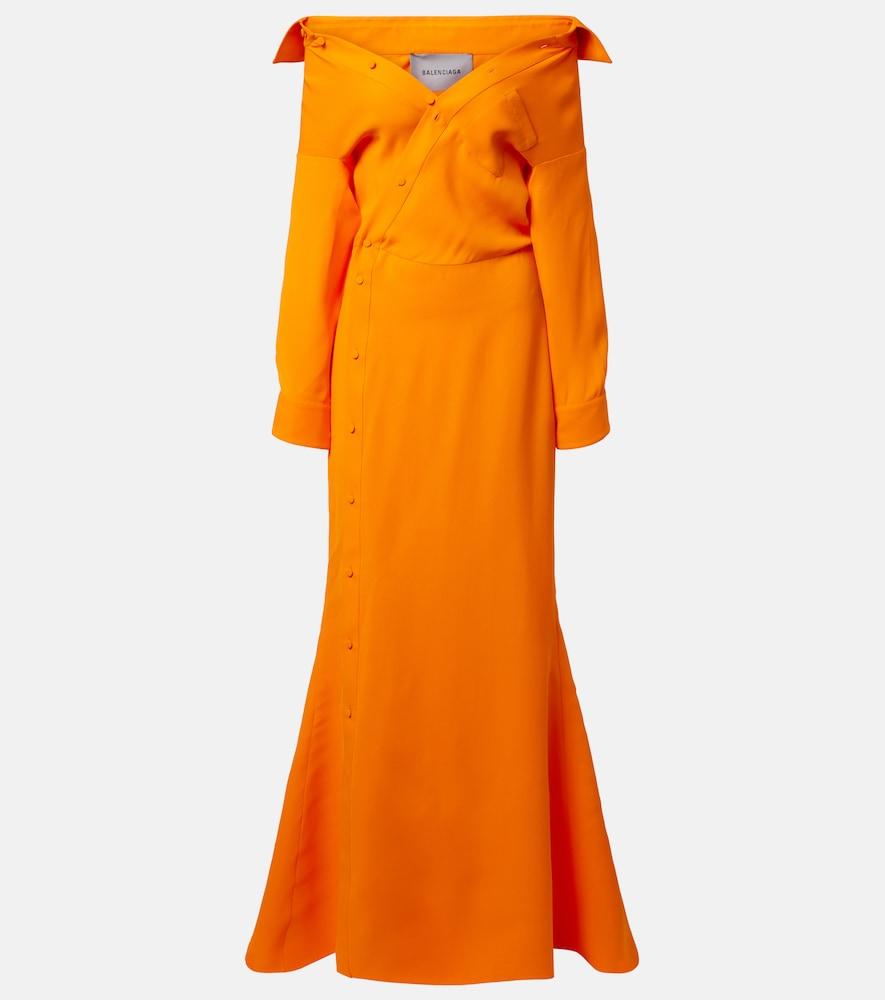 balenciaga off-shoulder silk gown