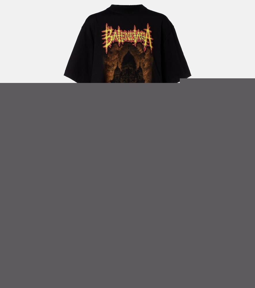 balenciaga printed cotton jersey t-shirt
