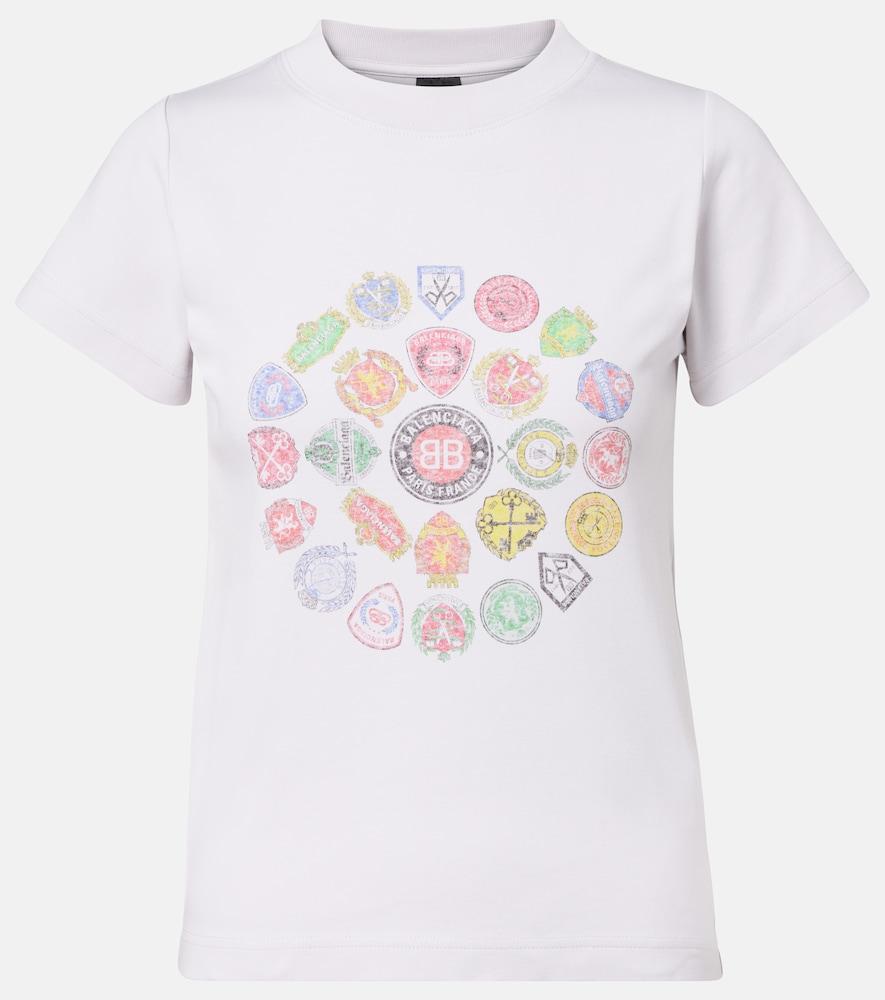 balenciaga printed cotton jersey t-shirt