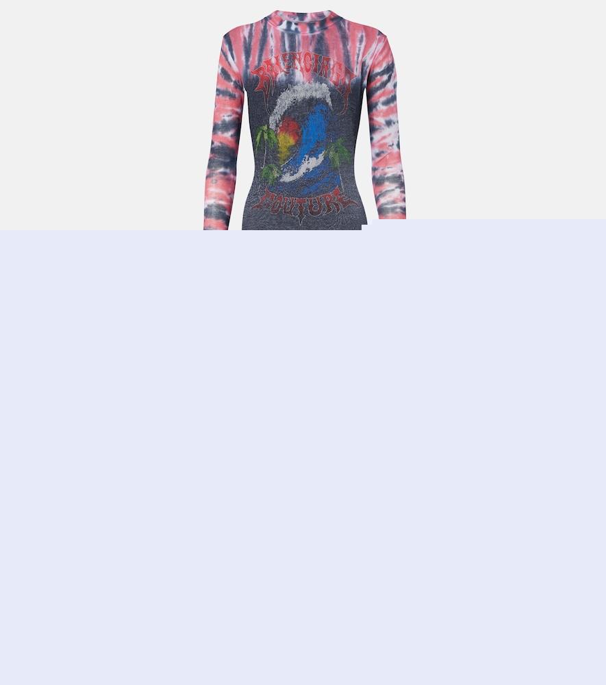 balenciaga printed tie-dye cotton-blend jersey maxi dress