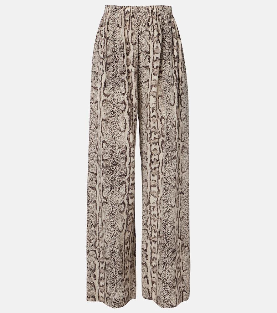 balenciaga snake-print silk palazzo pants