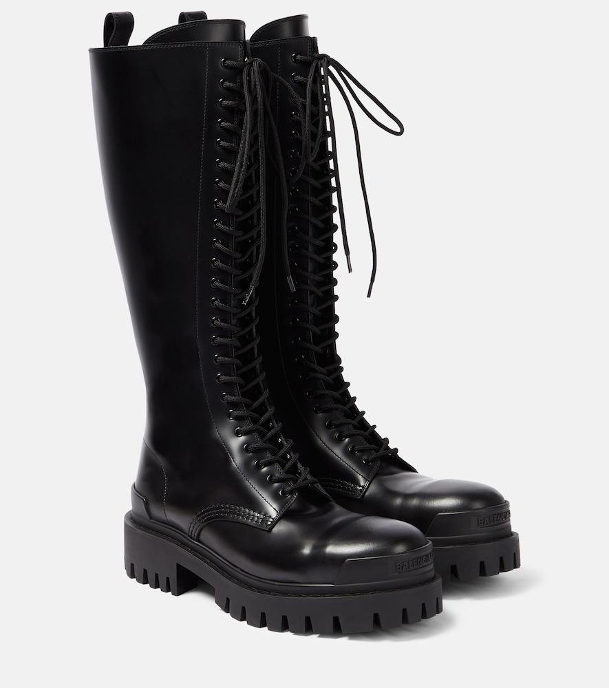 balenciaga strike leather lace-up boots