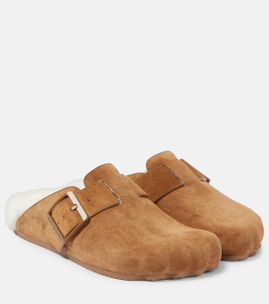 balenciaga sunday shearling-lined suede mules
