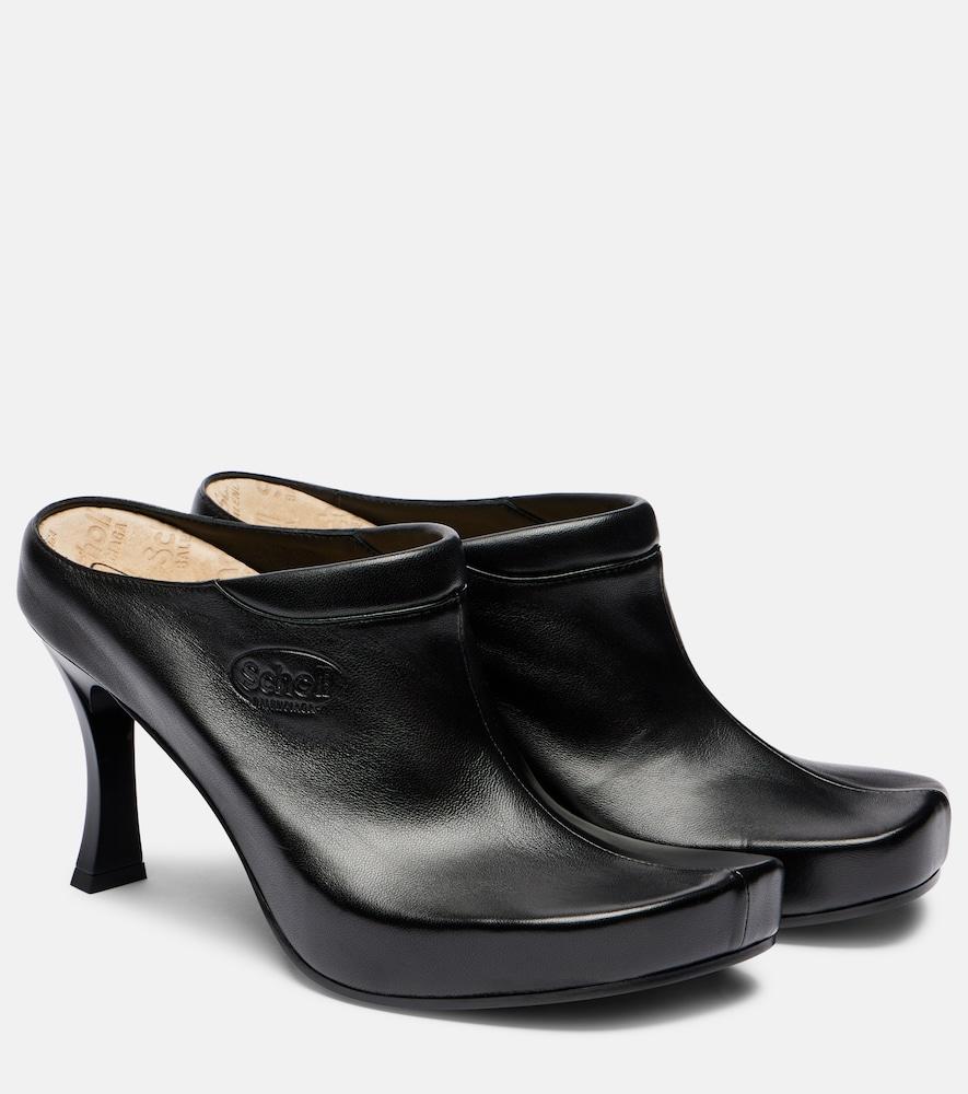 balenciaga x scholl 80 leather mules