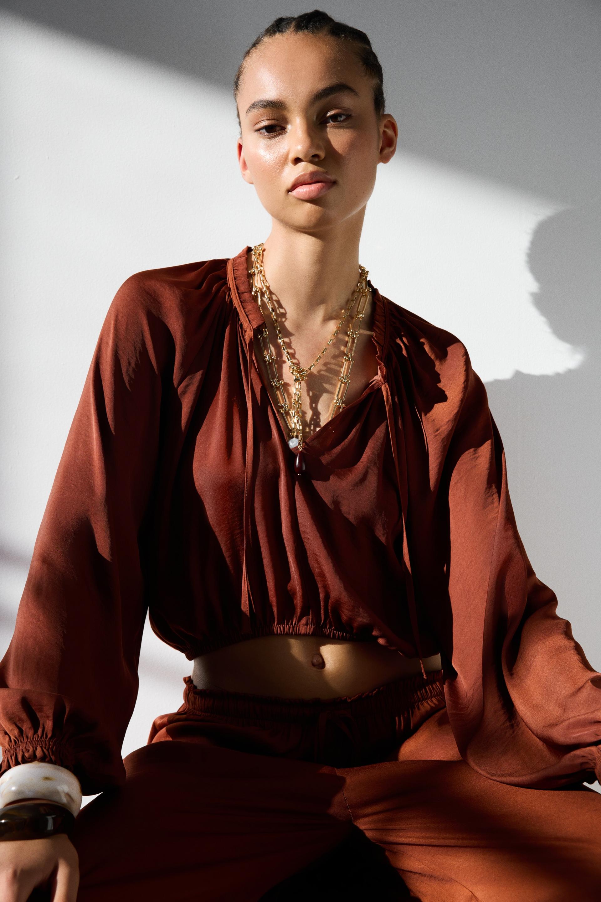 balloon-sleeved blouse