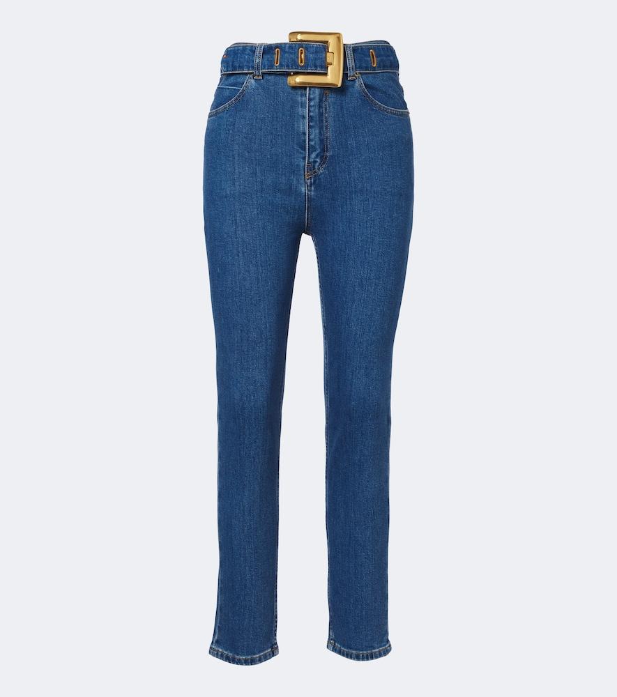 balmain belted high-rise cropped jeans