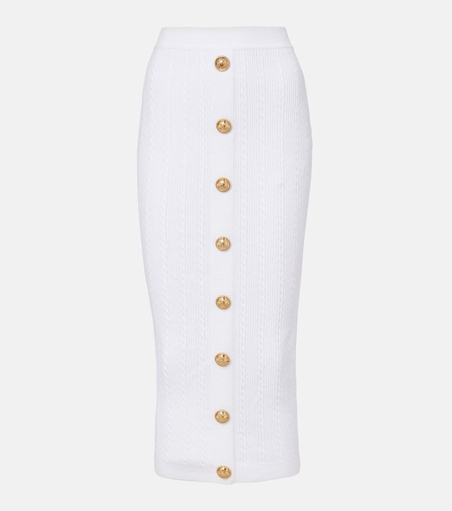 balmain cable-knit midi skirt