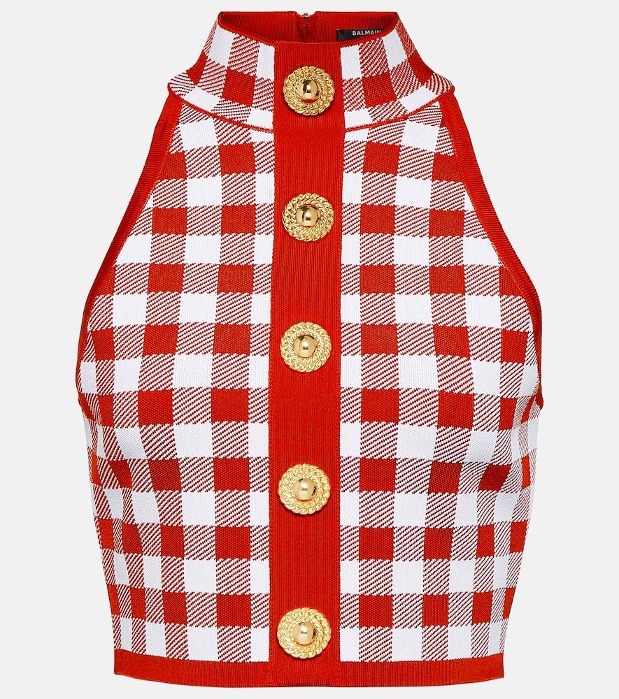 balmain checked crop top