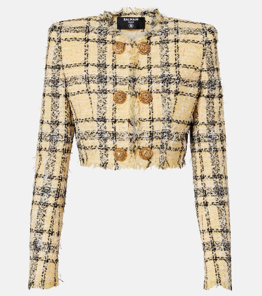 balmain cropped sequined tweed jacket