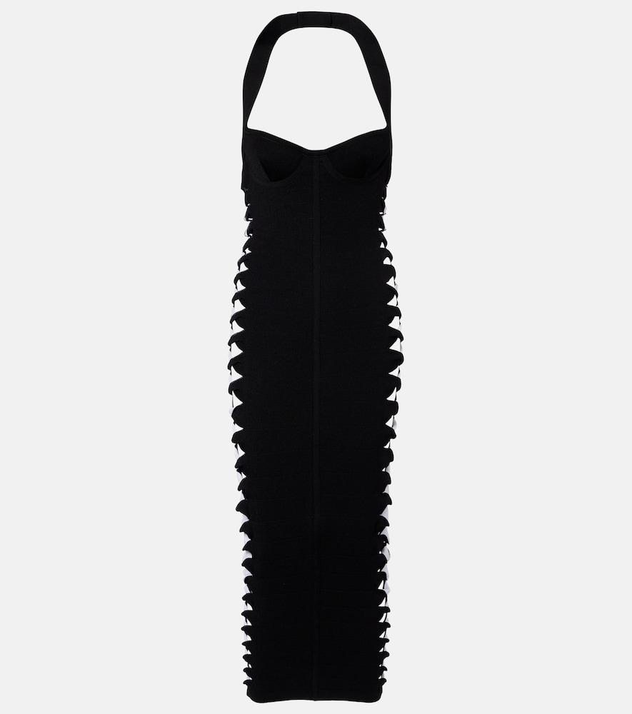 balmain cutout halterneck jersey midi dress