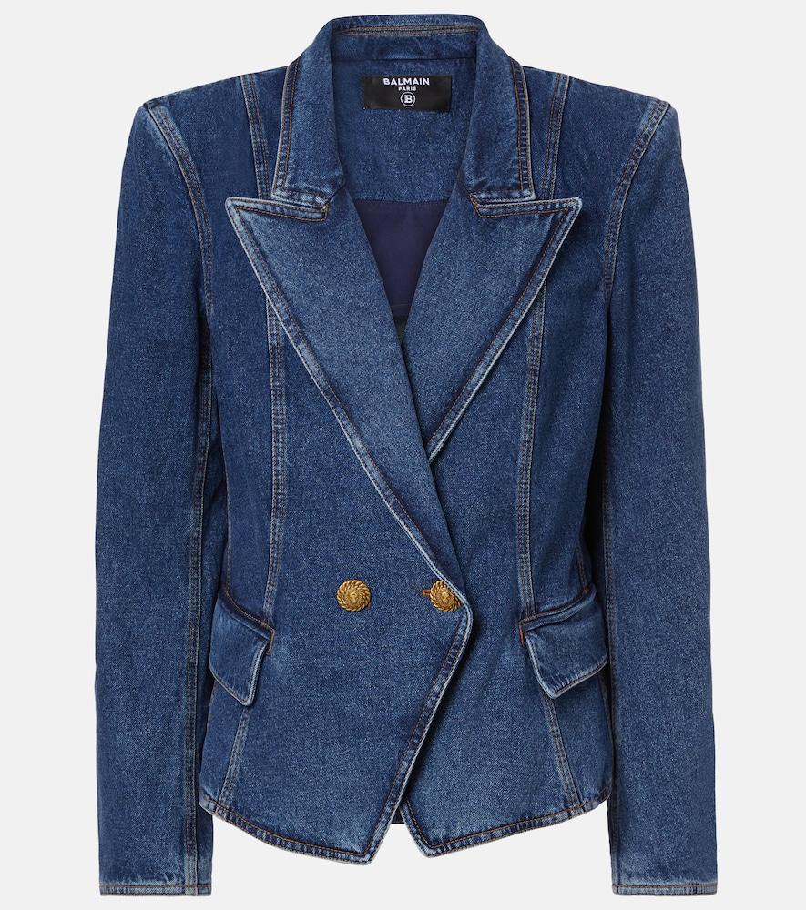 balmain double-breasted denim blazer