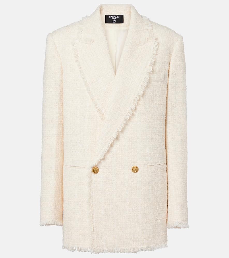 balmain double-breasted tweed jacket
