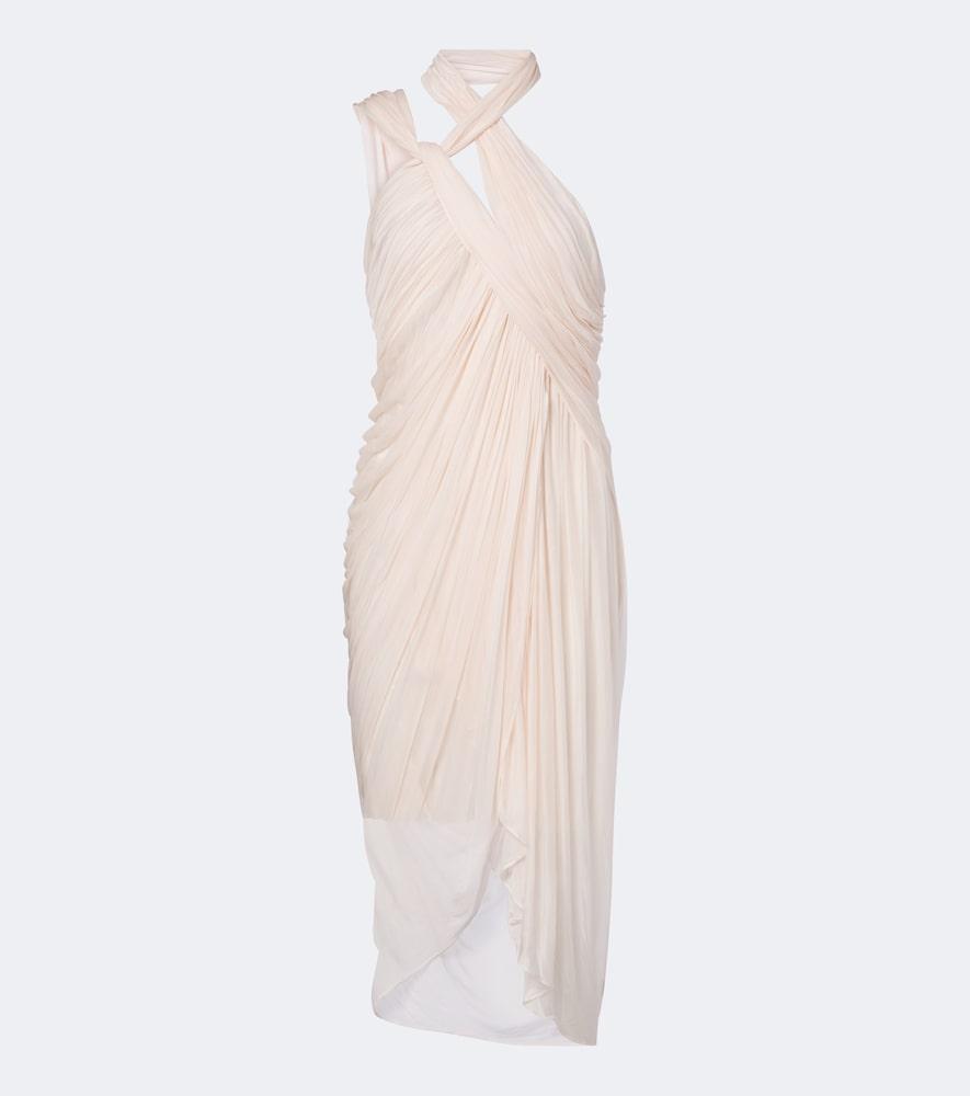 balmain draped asymmetric midi dress