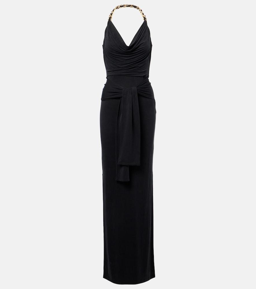 balmain draped gathered gown