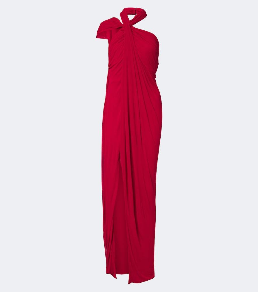 balmain draped jersey crêpe gown