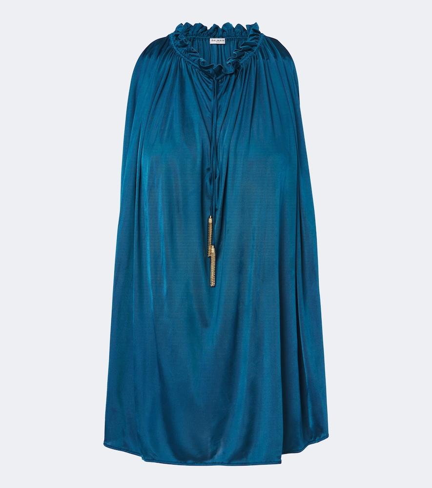 balmain draped jersey top