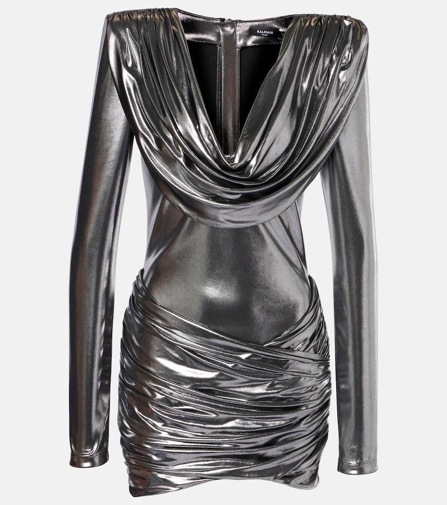 balmain draped minidress