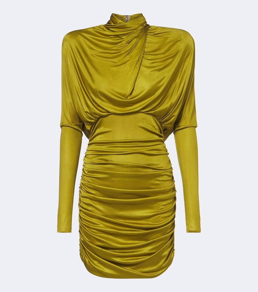 balmain draped open-back jersey minidress