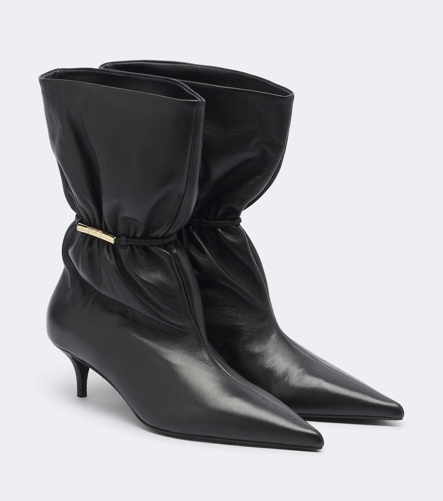 balmain gathered leather ankle boots