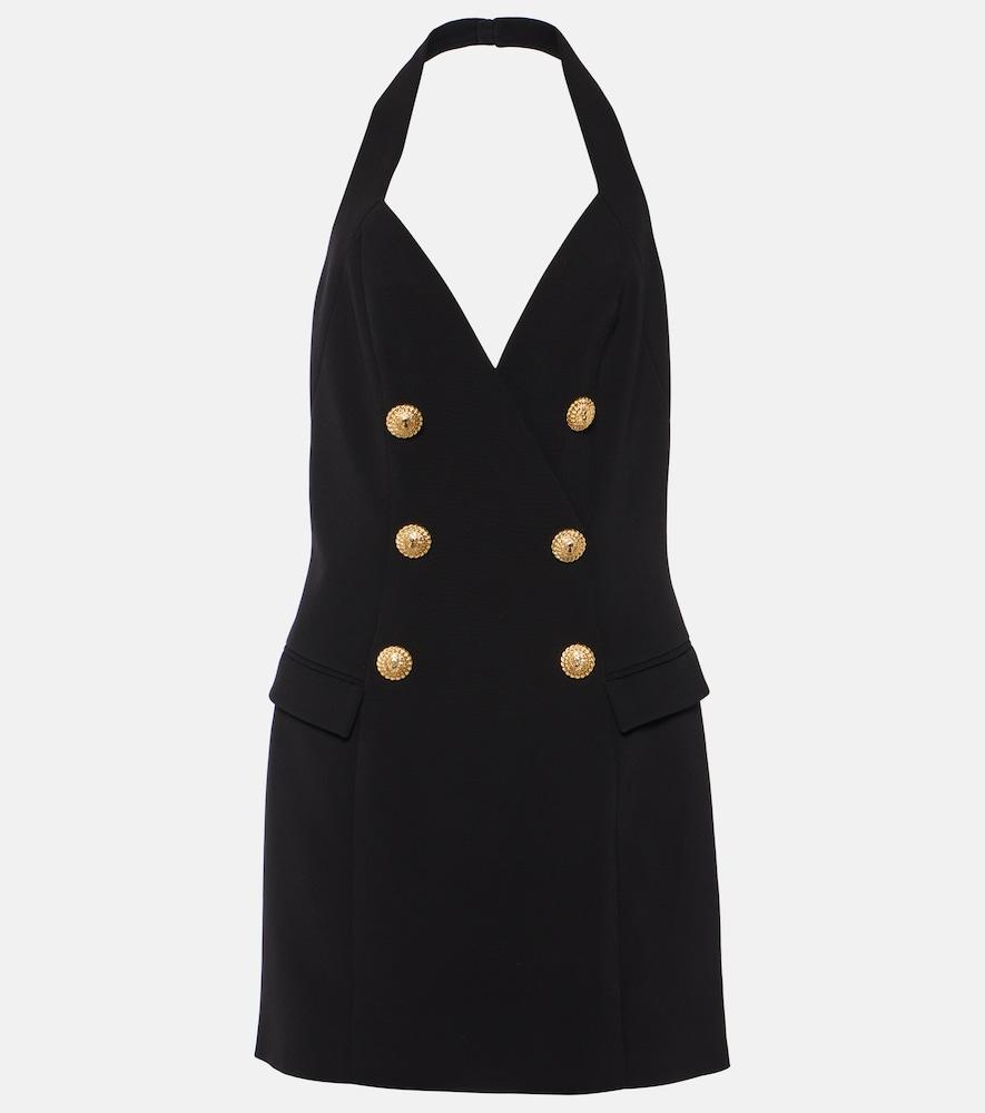 balmain halterneck crêpe minidress