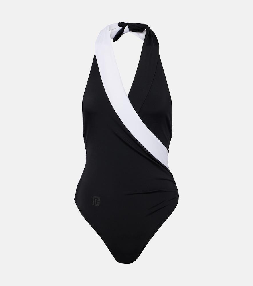 balmain halterneck swimsuit