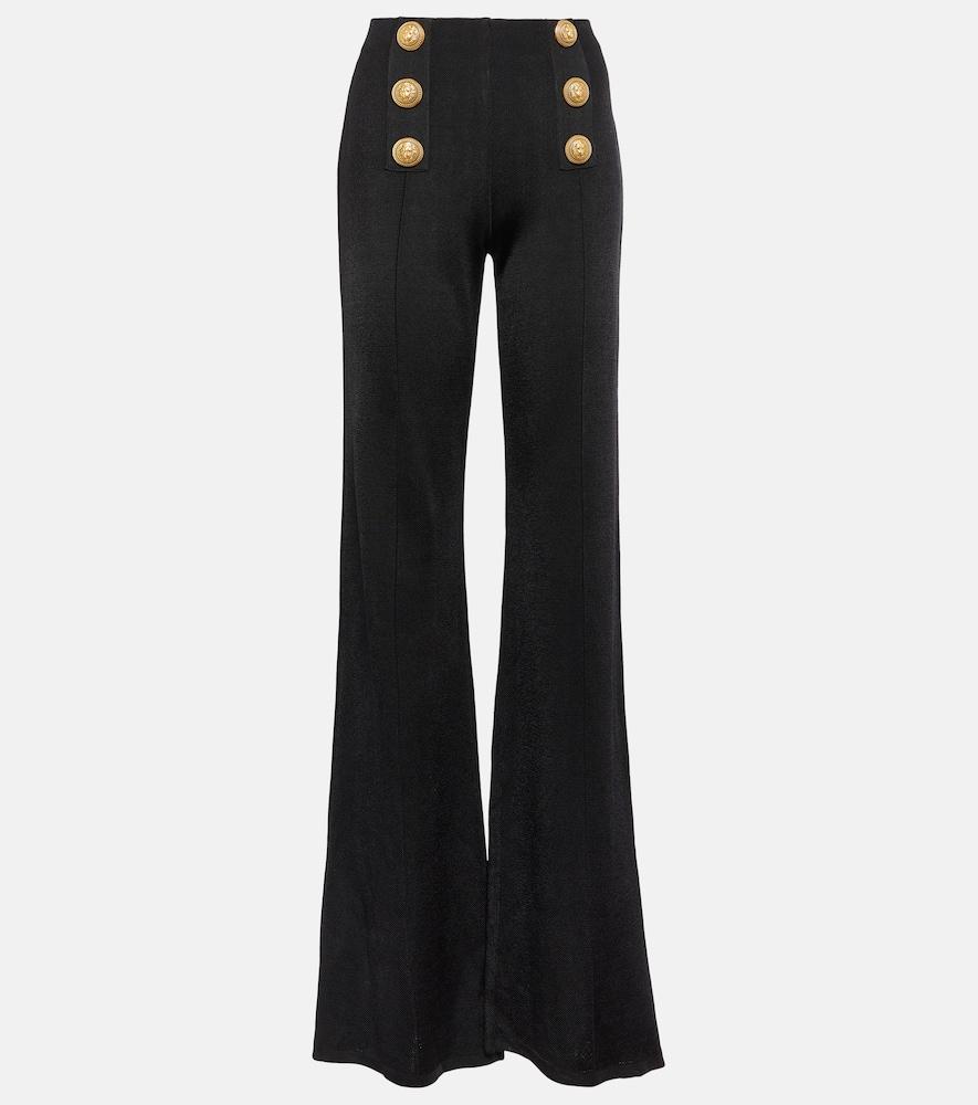 balmain high-rise flared knit pants