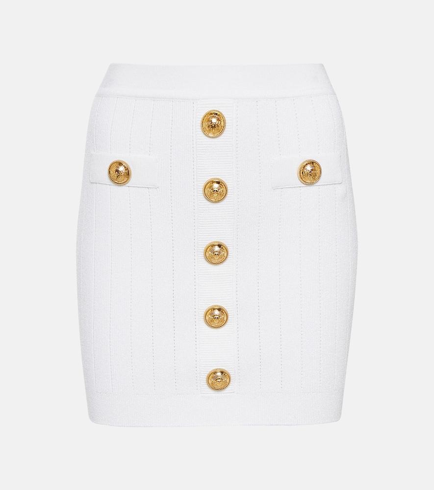 balmain high-rise knit miniskirt