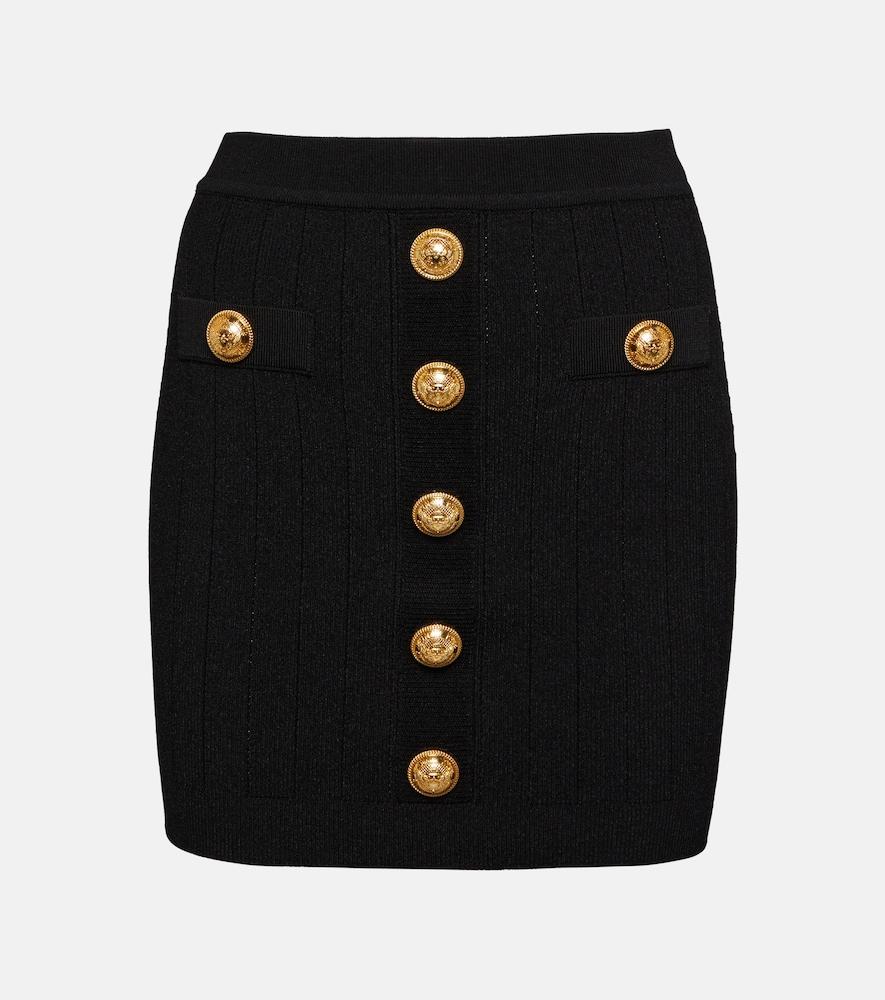 balmain high-rise knit miniskirt