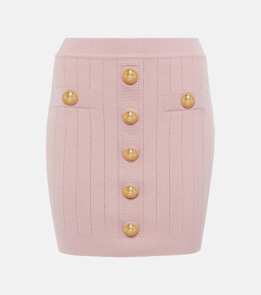 balmain high-rise knitted miniskirt