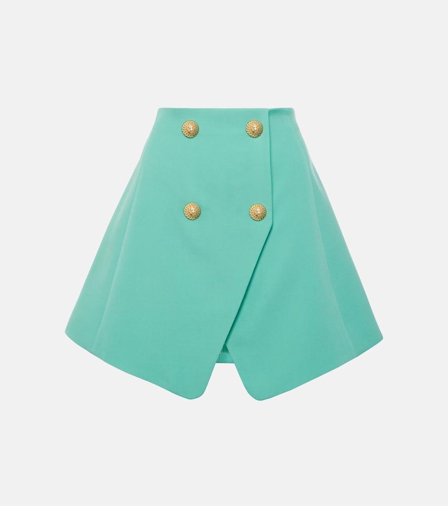 balmain high-rise wool miniskirt