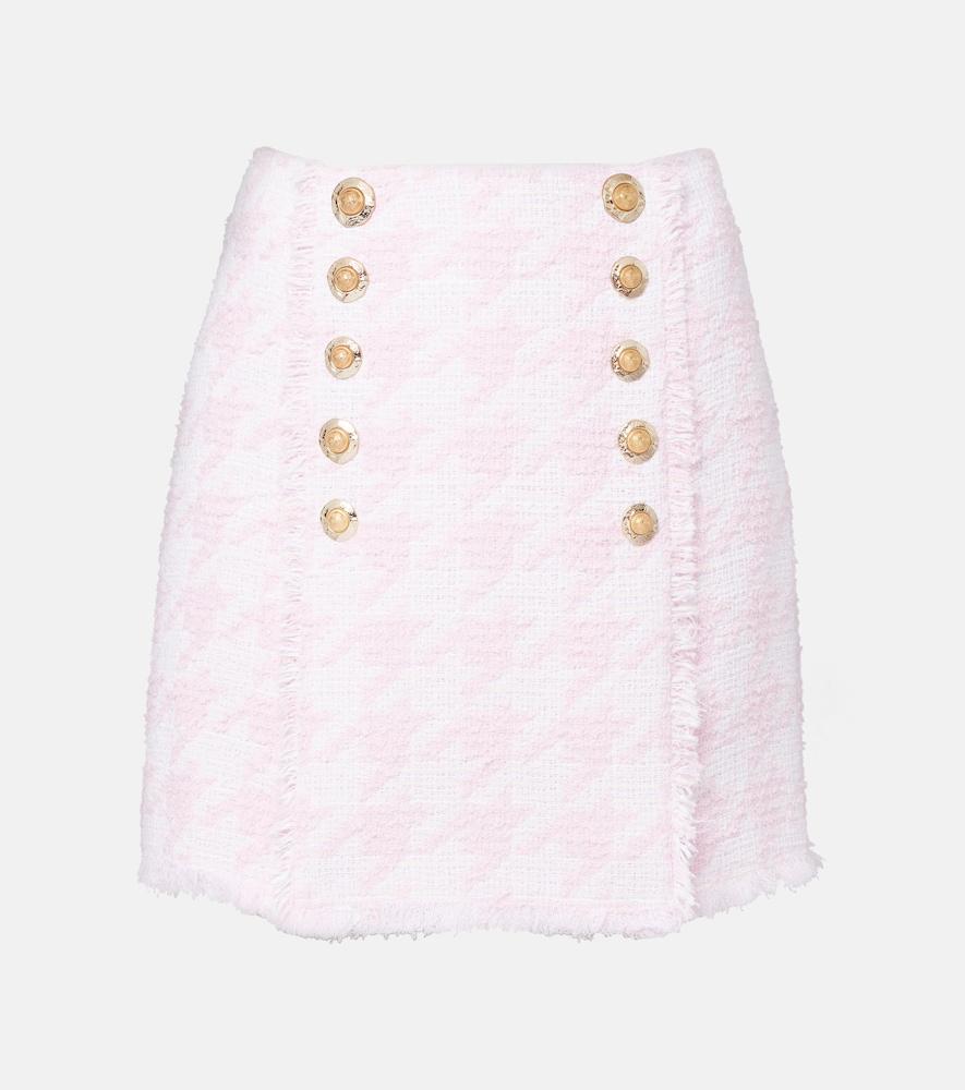 balmain houndstooth cotton-blend miniskirt