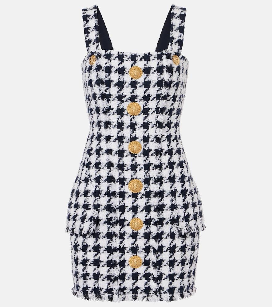 balmain houndstooth tweed minidress