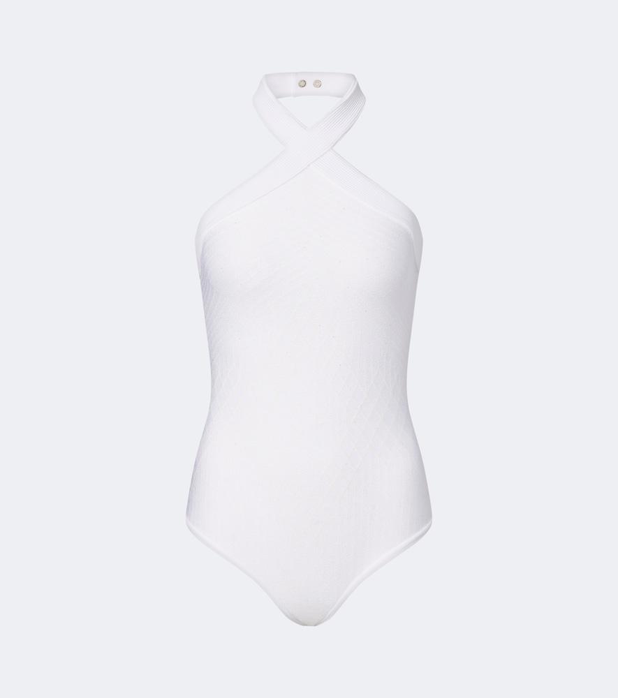 balmain knitted halterneck bodysuit