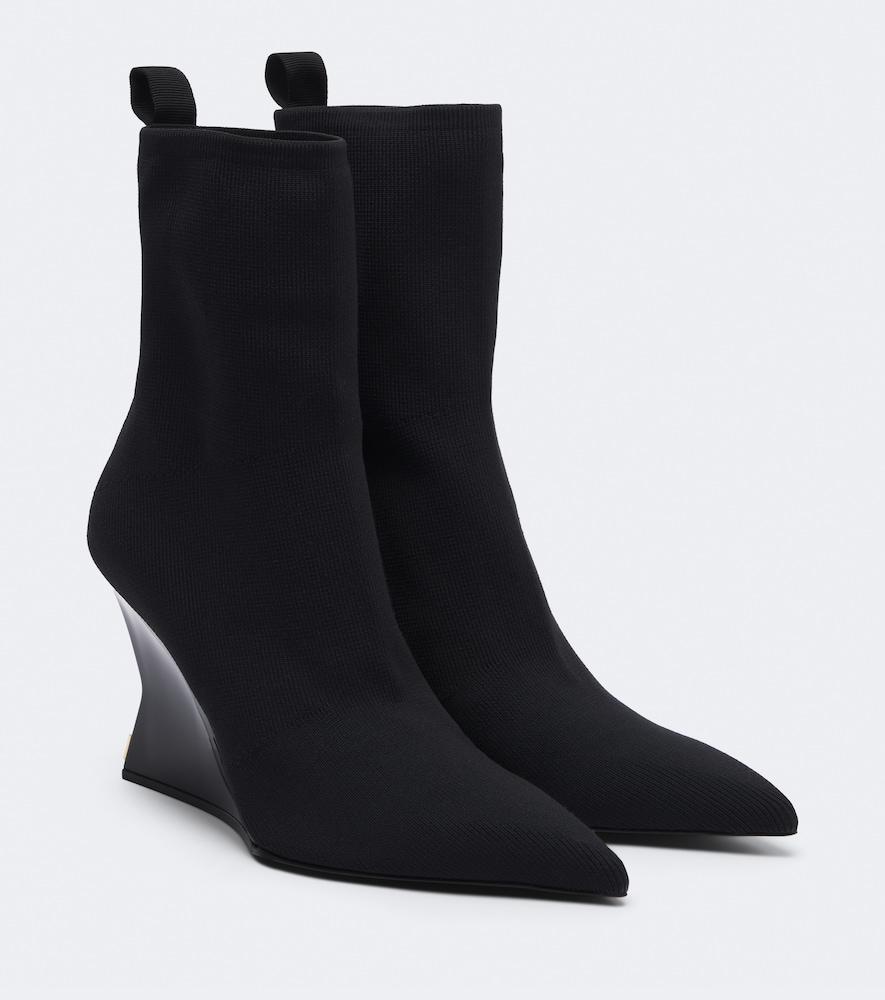 balmain knitted wedge ankle boots