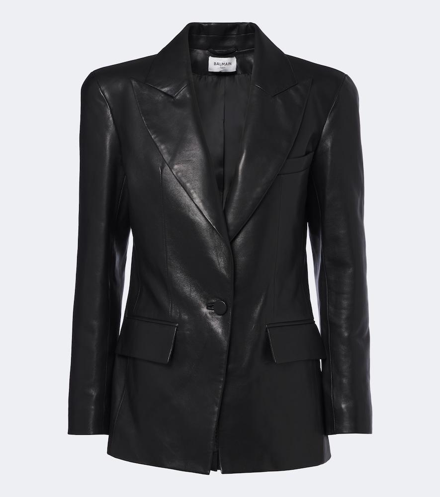 balmain leather blazer