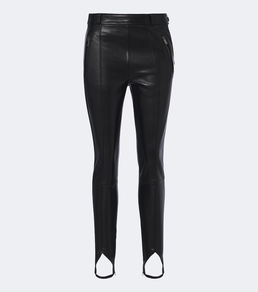 balmain leather stirrup leggings