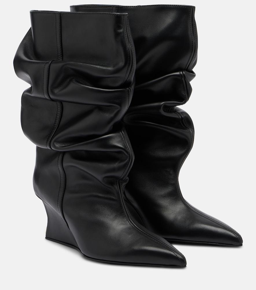 balmain leather wedge boots