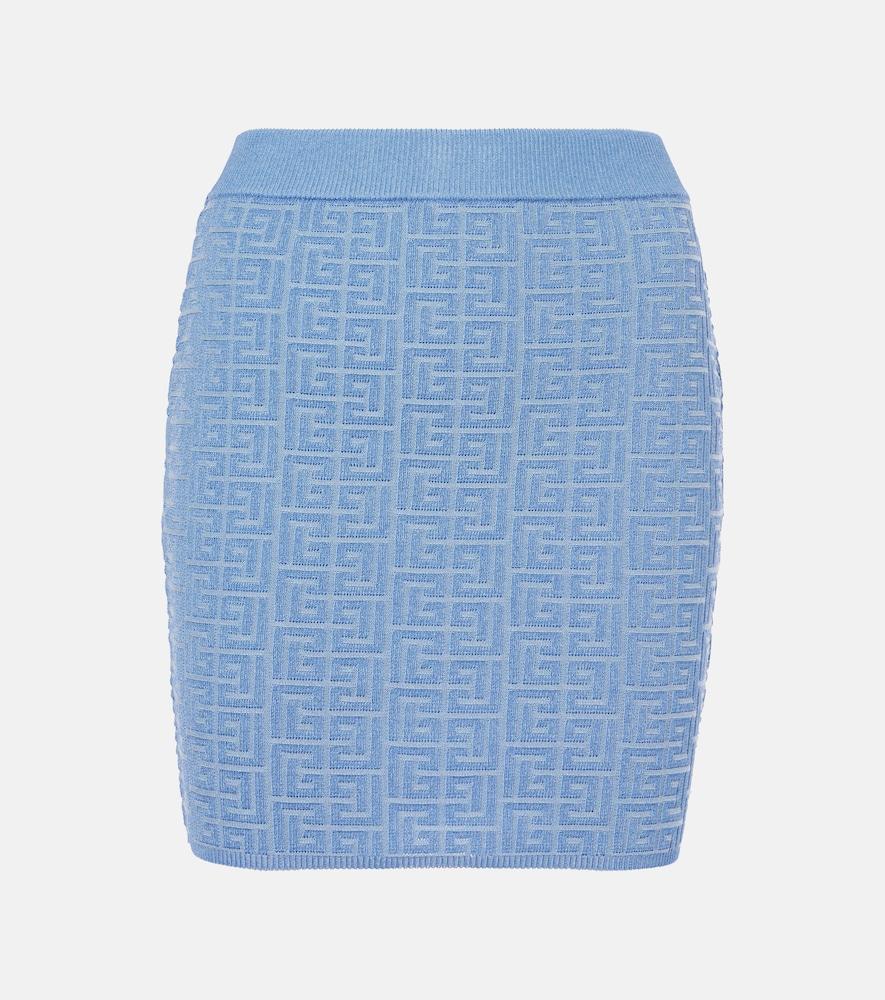 balmain monogram miniskirt