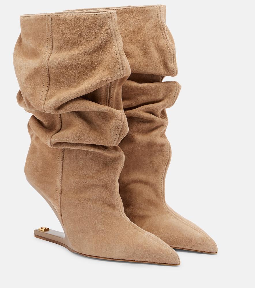 balmain no-wedge suede ankle boots