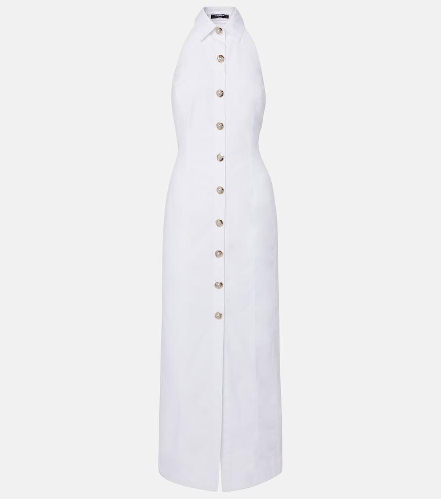 balmain open-back buttoned poplin shirt dress