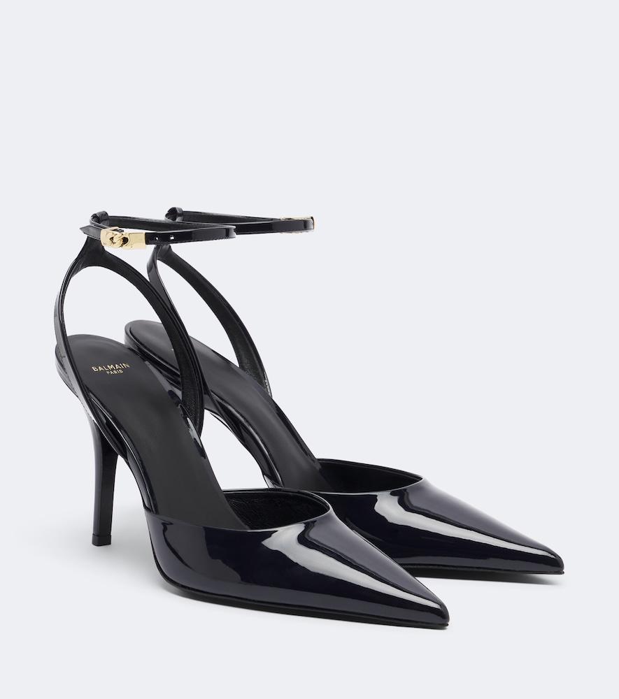 balmain patent leather slingback pumps