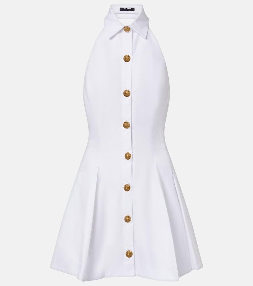 balmain pleated cotton poplin minidress