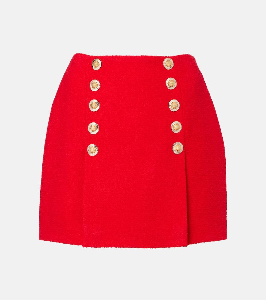 balmain pleated wool-blend miniskirt